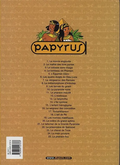 Verso de l'album Papyrus Tome 17 Toutankhamon le pharaon assassiné