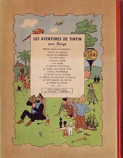 Verso de l'album Tintin Tome 12 Le Trésor de Rackham le Rouge