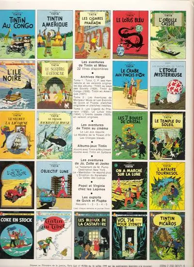 Verso de l'album Tintin Tome 22 Vol 714 pour Sydney
