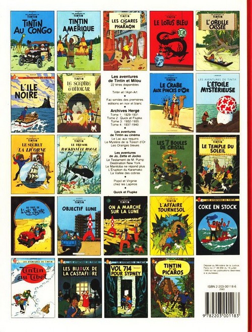 Verso de l'album Tintin Tome 19 Coke en stock