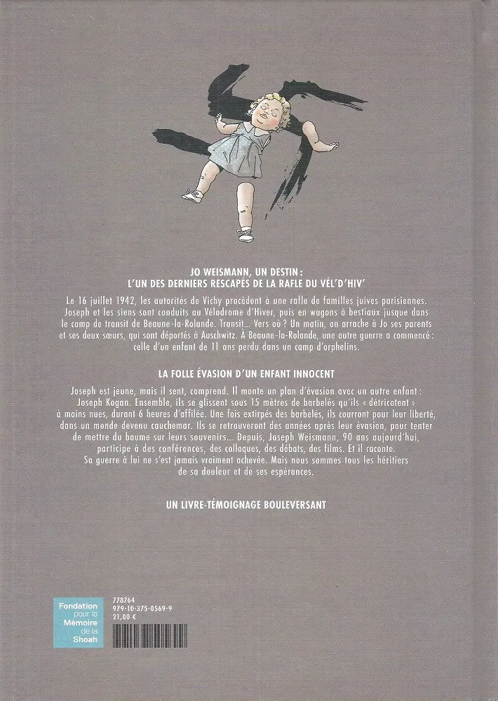 Verso de l'album Après la rafle Une histoire vraie