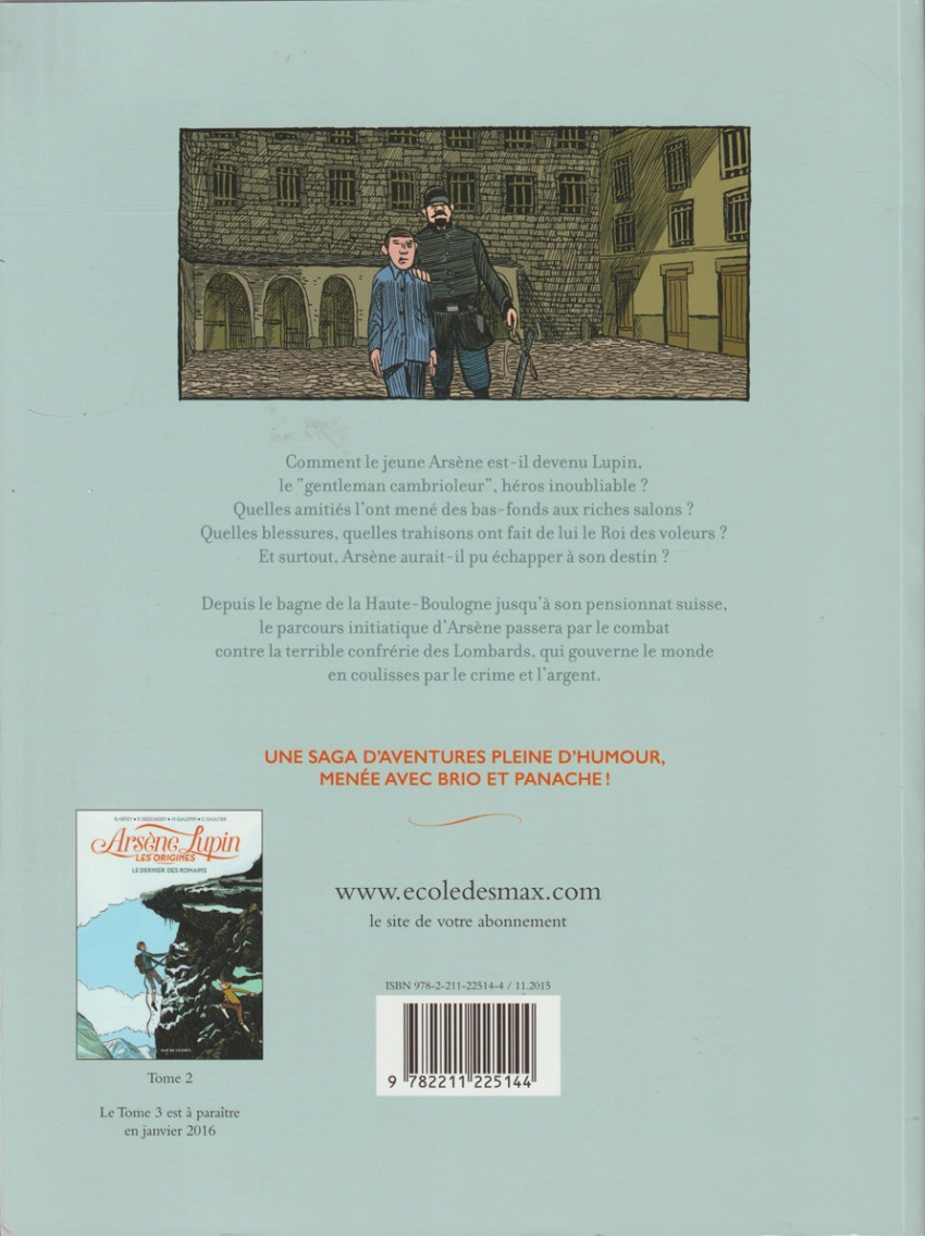 Verso de l'album Arsène Lupin - Les origines Tome 1 Les Disparus