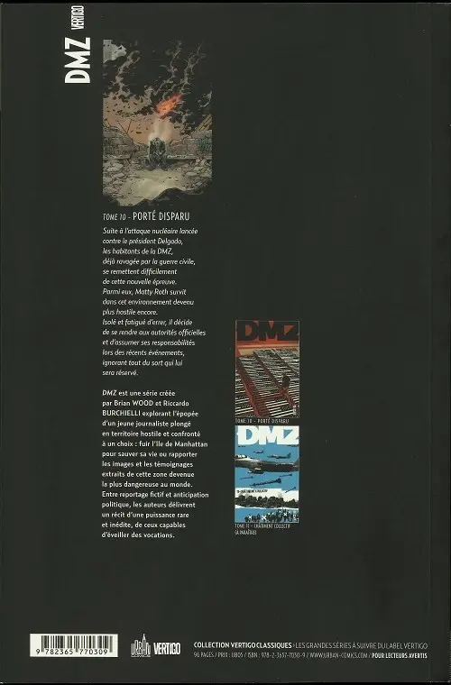Verso de l'album DMZ Tome 10 Porté disparu