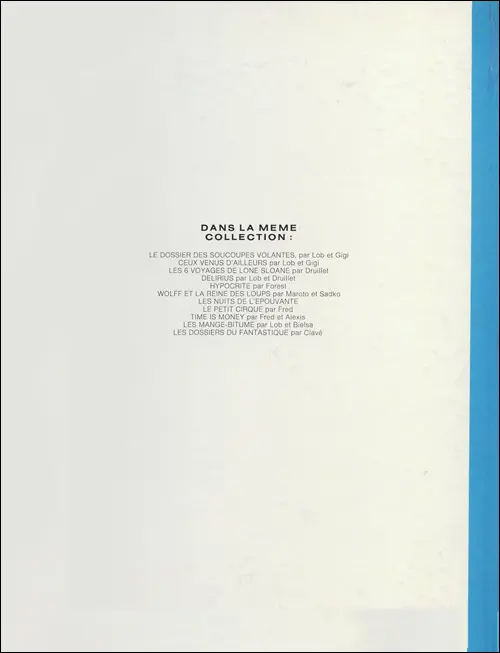 Verso de l'album Les Dossiers du fantastique