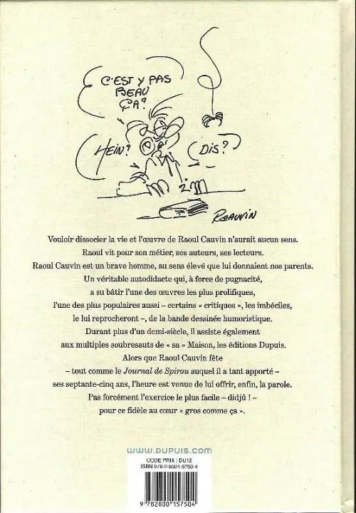 Verso de l'album Cauvin - La monographie