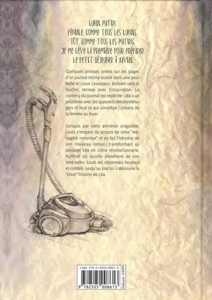 Verso de l'album Léa ne se souvient pas comment fonctionne l'aspirateur