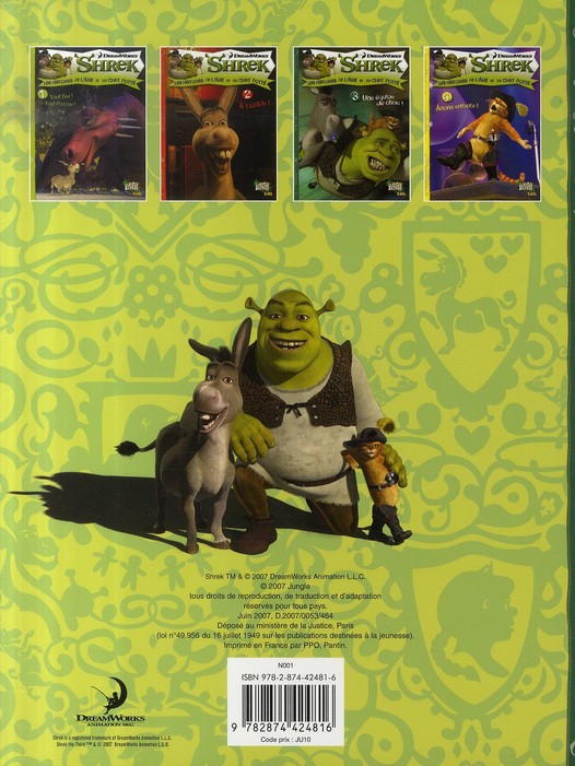 Verso de l'album Shrek Les histoires de l'âne et du chat potté Tome 3 Une équipe de choc !