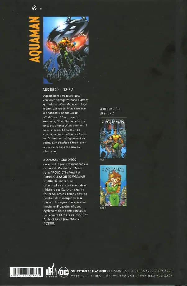 Verso de l'album Aquaman : Sub-Diego Tome 2