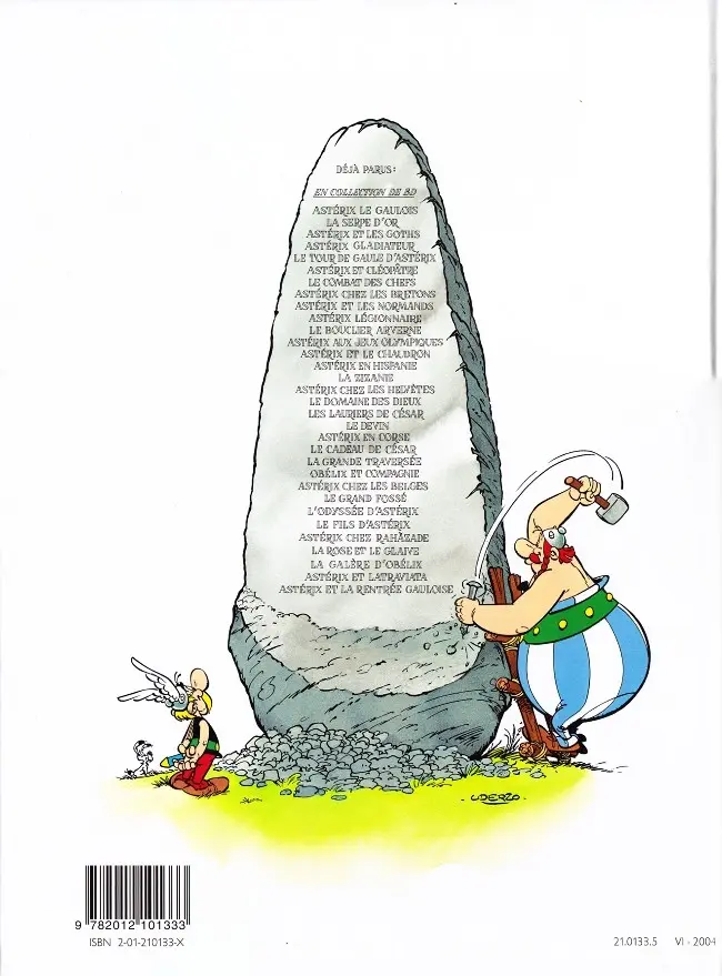 Verso de l'album Astérix Tome 1 Astérix le Gaulois