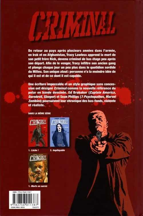 Verso de l'album Criminal Tome 2 Impitoyable