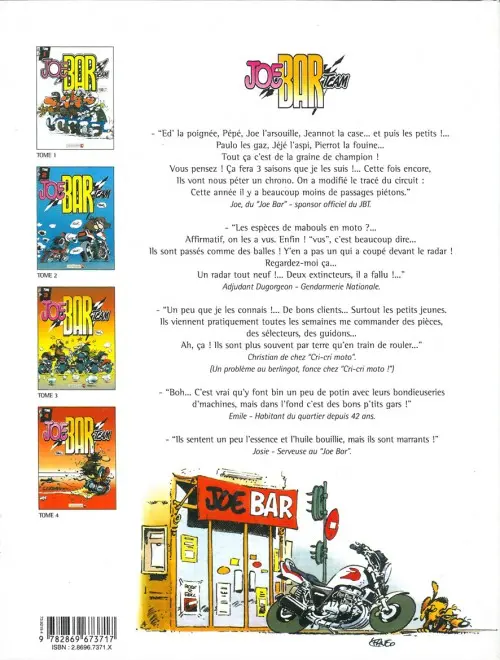 Verso de l'album Joe Bar Team Tome 3