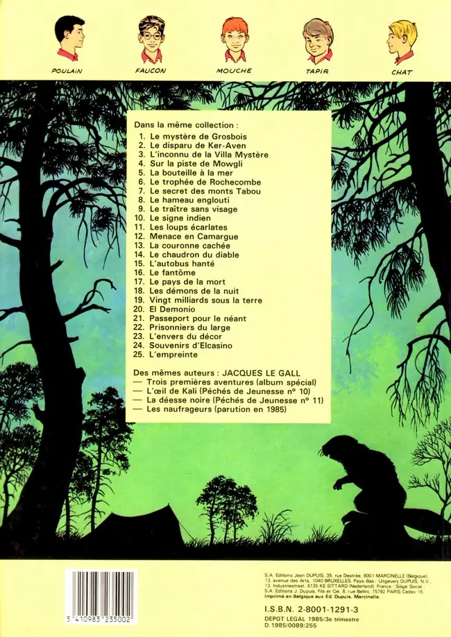 Verso de l'album La Patrouille des Castors Tome 1 Le Mystère de Grosbois