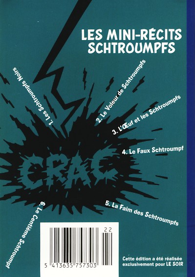 Verso de l'album Les Schtroumpfs Tome 6 Le Centième Schtroumpf