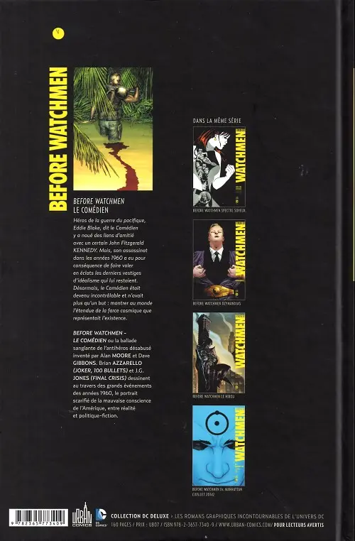 Verso de l'album Before Watchmen Le Comédien