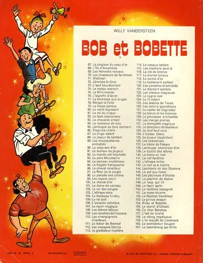Verso de l'album Bob et Bobette Tome 161 Le boomerang qui brille
