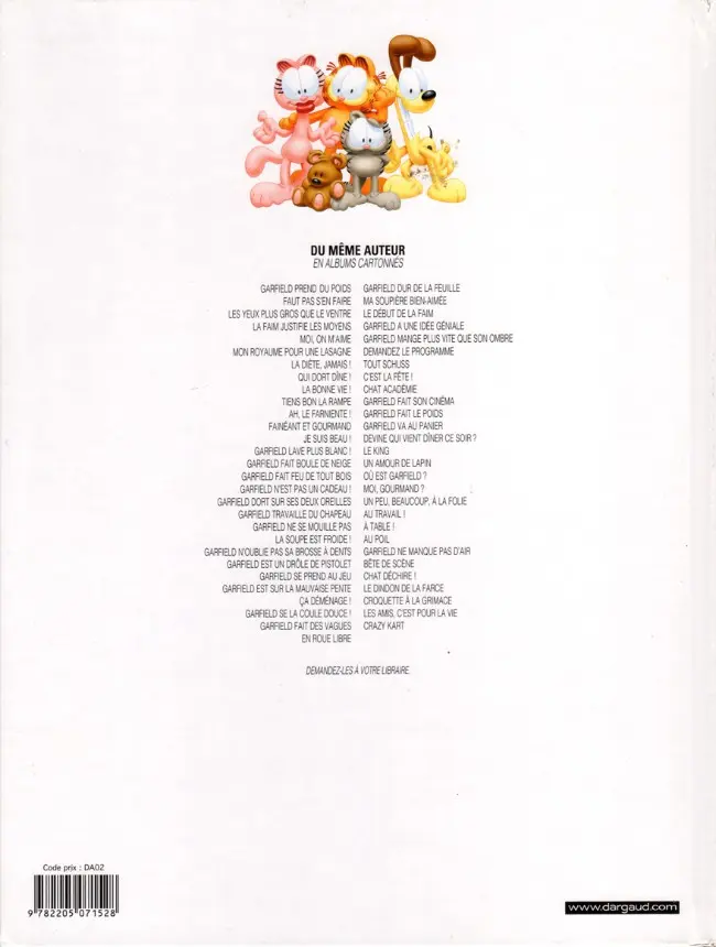 Verso de l'album Garfield Tome 57 Crazy Kart
