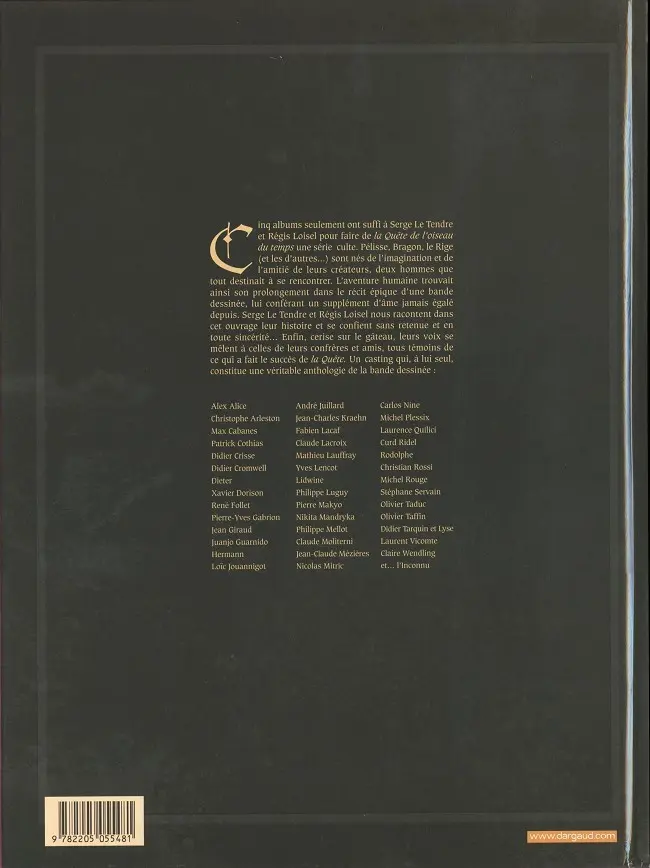 Verso de l'album La Quête de l'oiseau du temps En quête de l'oiseau du temps