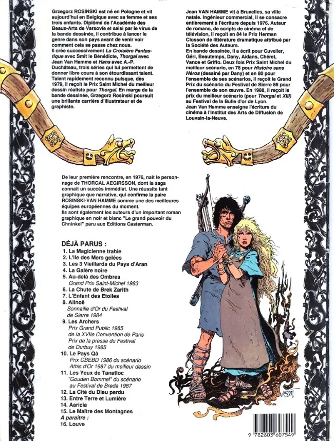 Verso de l'album Thorgal Tome 15 Le maître des montagnes