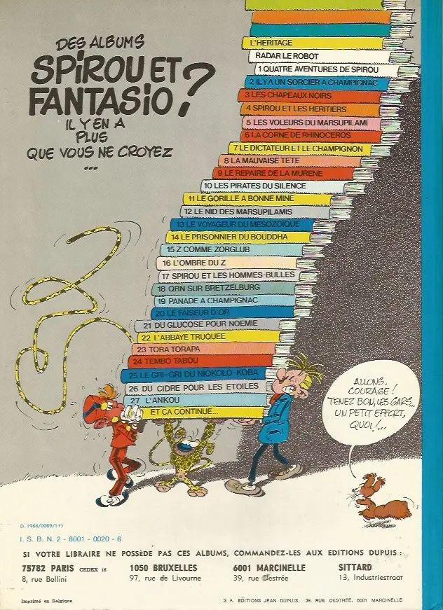 Verso de l'album Spirou et Fantasio Tome 18 QRN sur Bretzelburg