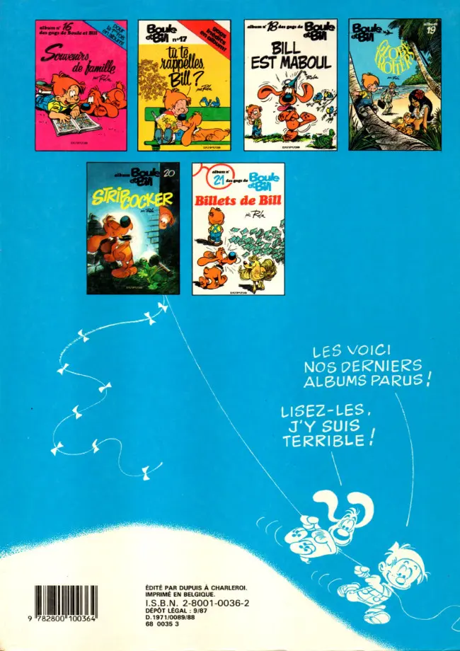 Verso de l'album Boule & Bill Tome 7 Album N° 7 des gags de Boule et Bill