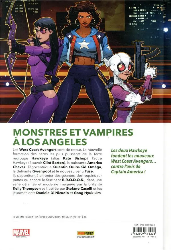 Verso de l'album West coast Avengers Les meilleurs de l'Ouest
