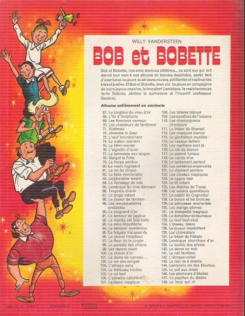 Verso de l'album Bob et Bobette Tome 104 Le tombeau hindou
