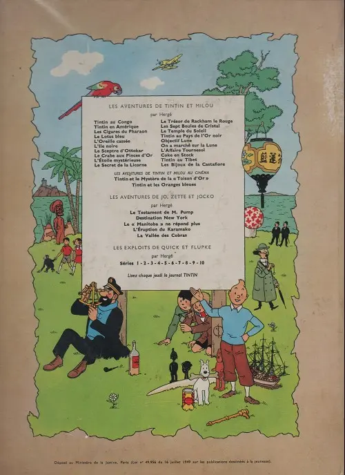 Verso de l'album Tintin Tome 12 Le Trésor de Rackham le Rouge