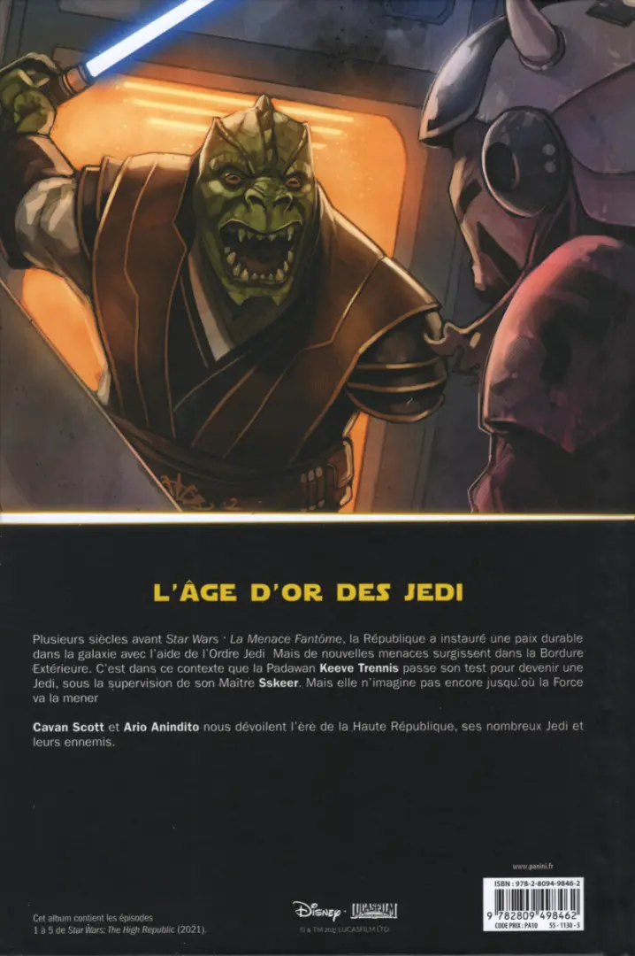 Verso de l'album Star Wars - La Haute République Phase I Il n'y a pas de peur