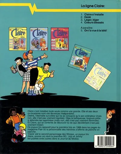 Verso de l'album Claire Tome 4 Cœurs blessés