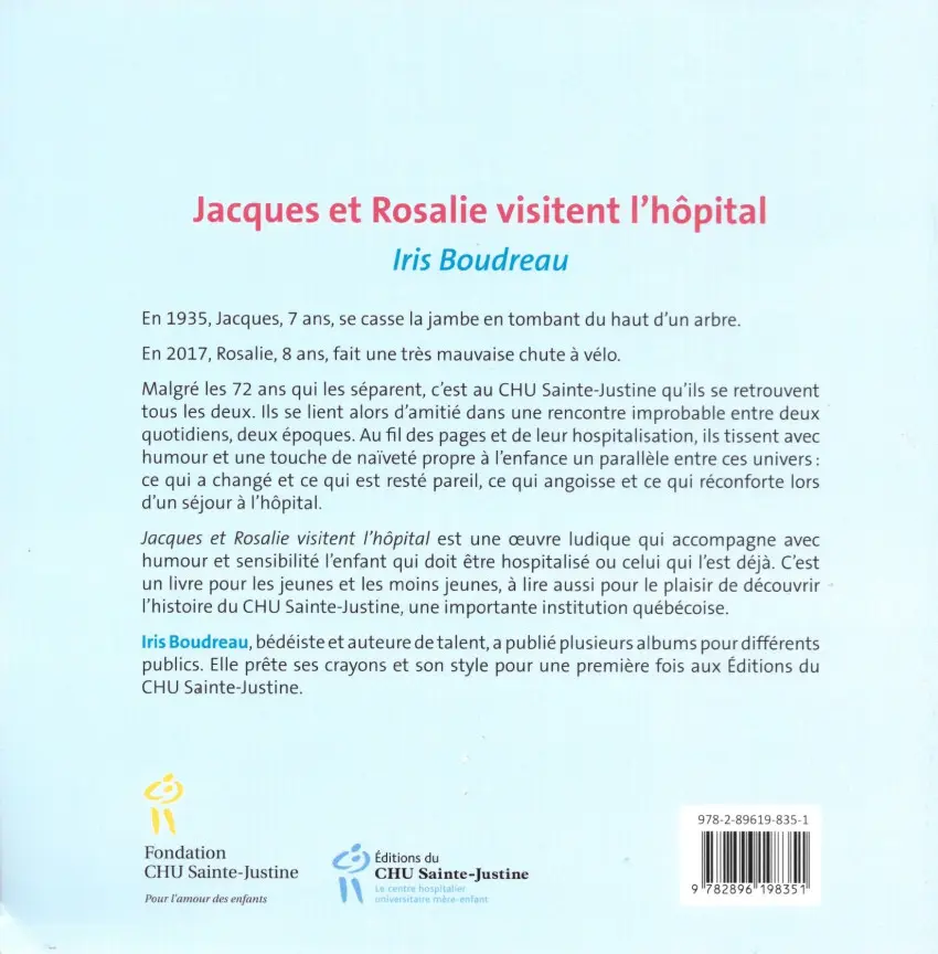 Verso de l'album Jacques et Rosalie visitent l'hôpital