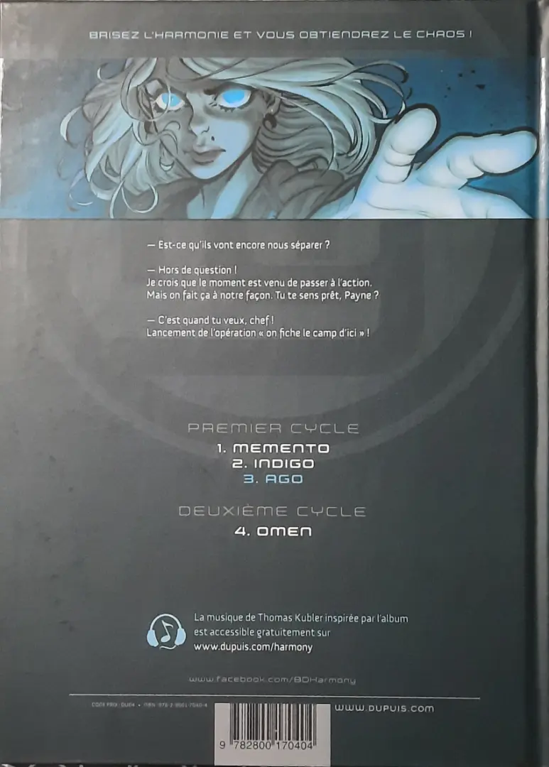 Verso de l'album Harmony Tome 3 Ago