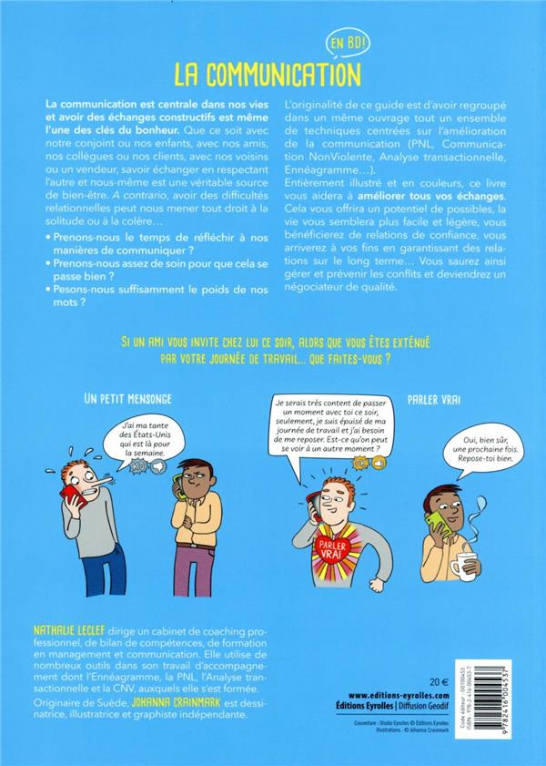 Verso de l'album La communication en BD ! Parler vrai