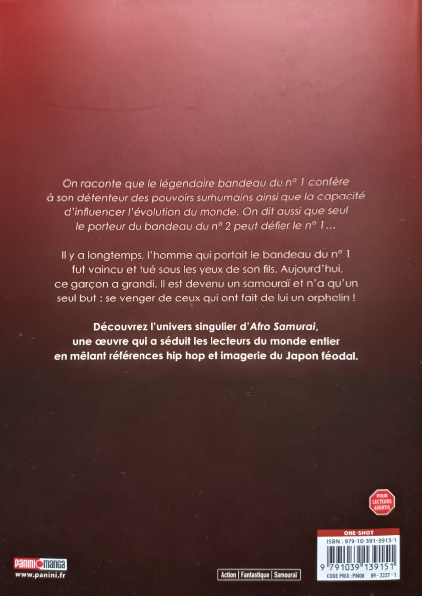 Verso de l'album Afro samurai Intégrale