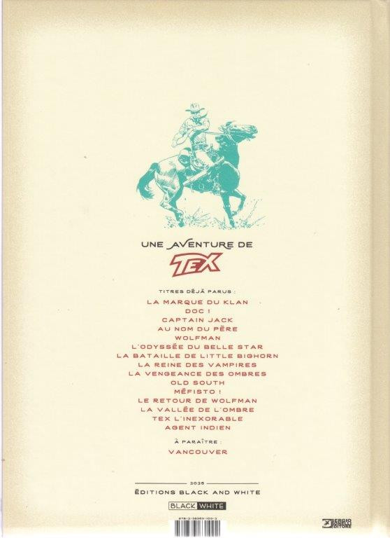 Verso de l'album Tex 15 Agent Indien