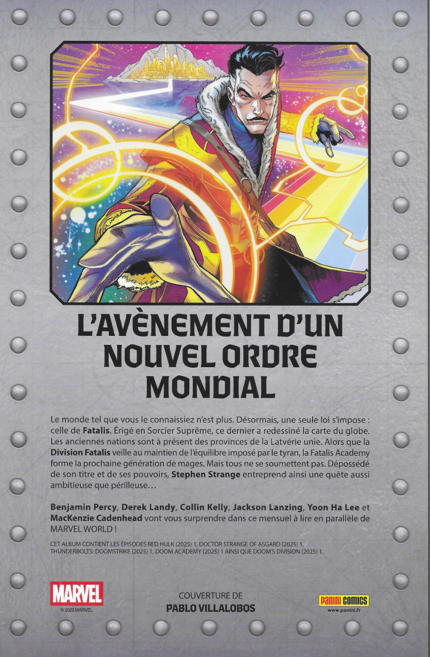 Verso de l'album Doom World - Le règne de Fatalis Volume 1/8