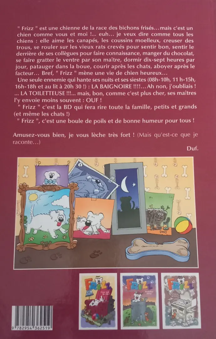 Verso de l'album Frizz Tome 3 y'en a qu'une !
