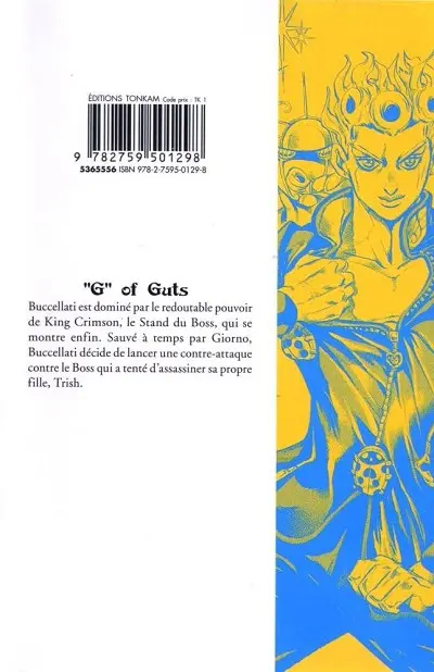 Verso de l'album Jojo's Bizarre Adventure - Golden Wind 10 G of Guts