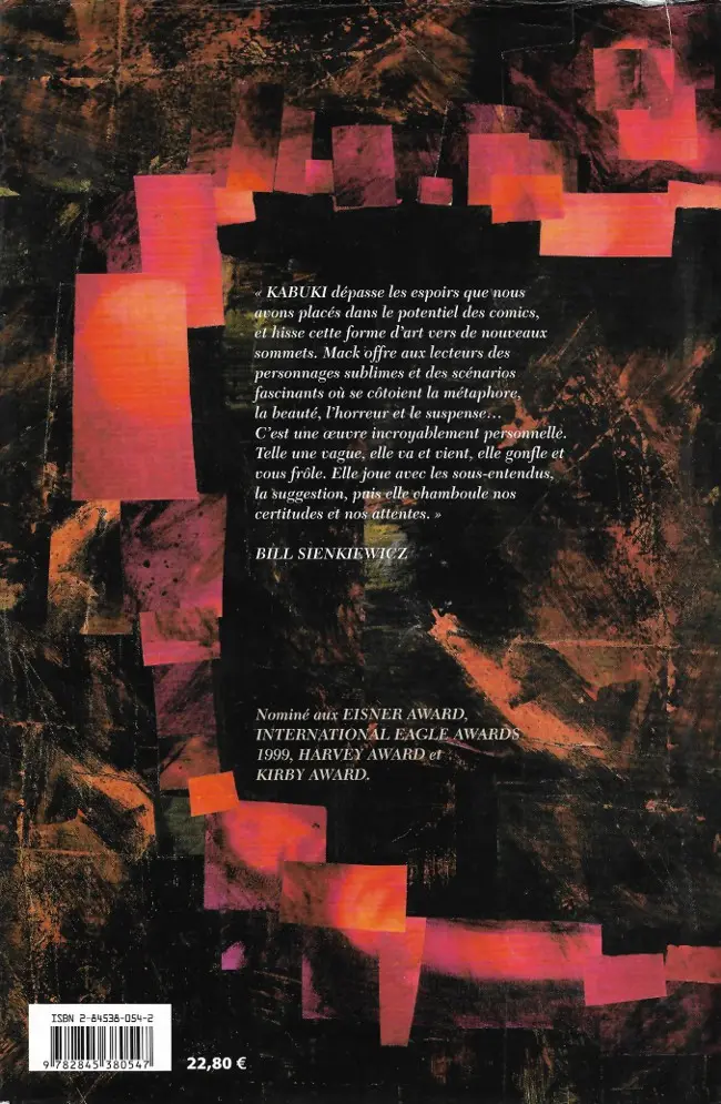 Verso de l'album Kabuki Tome 1 Métamorphose