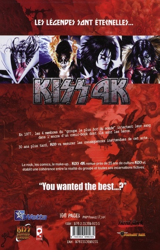 Verso de l'album Kiss 4K Les légendes sont éternelles