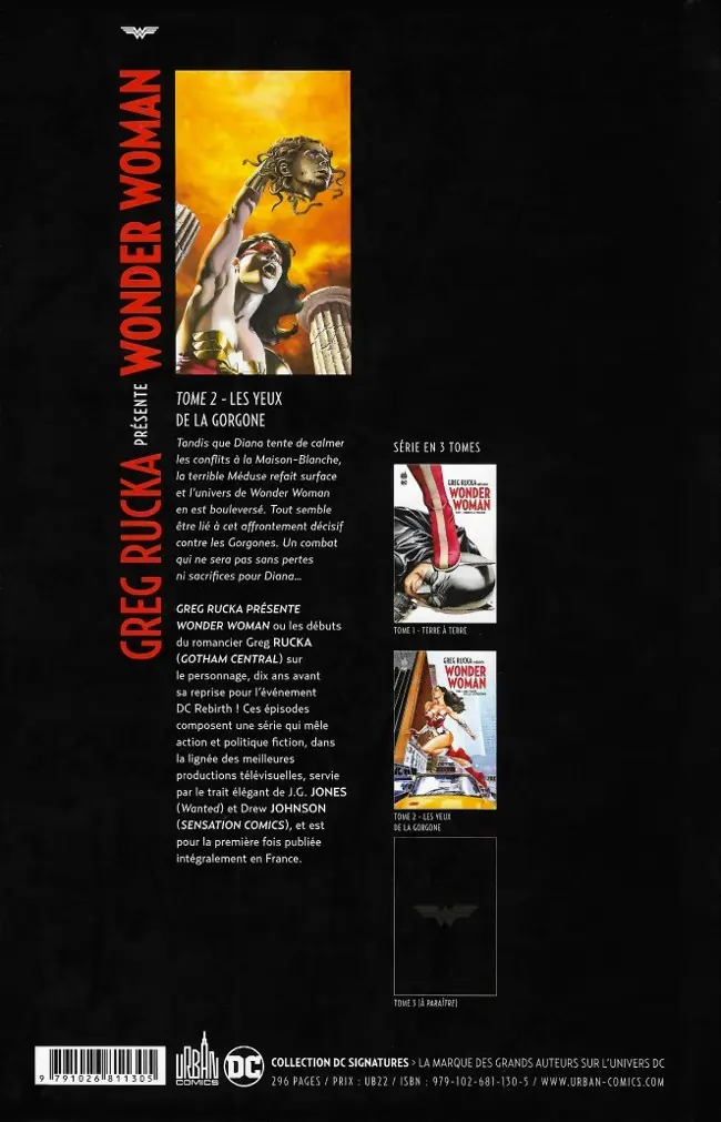 Verso de l'album Wonder Woman Tome 2 Les Yeux de la Gorgone