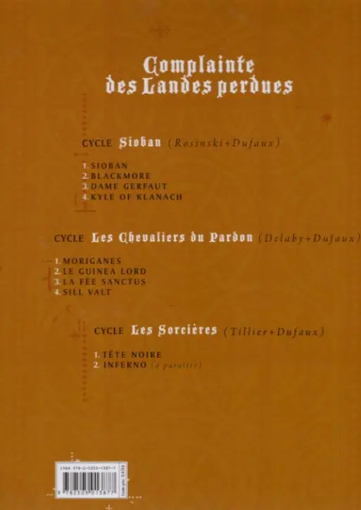 Verso de l'album Complainte des Landes perdues Les Chevaliers du Pardon Tome 3 La Fée Sanctus