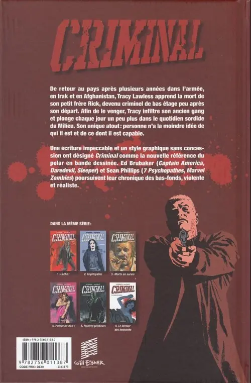 Verso de l'album Criminal Tome 2 Impitoyable
