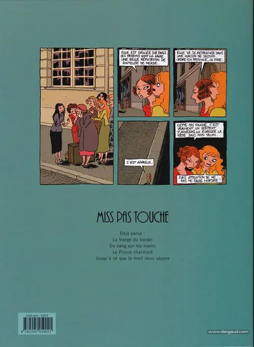 Verso de l'album Miss pas touche Tome 2 Du sang sur les mains