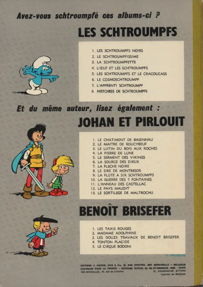 Verso de l'album Les Schtroumpfs Tome 6 Le cosmoschtroumpf