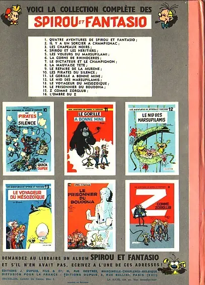 Verso de l'album Spirou et Fantasio Tome 2 Il y a un sorcier à Champignac