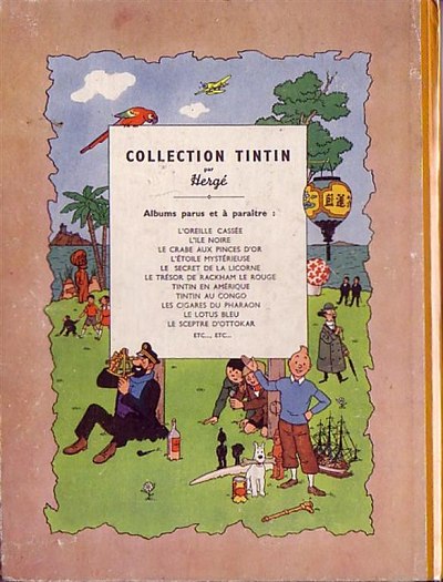 Verso de l'album Tintin Tome 2 Tintin au Congo