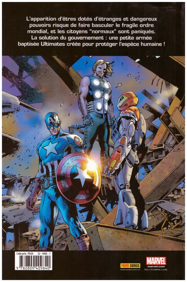 Verso de l'album Ultimates Tome 1 Super-Soldat