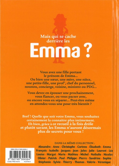 Verso de l'album L'Encyclopédie des prénoms en BD Tome 33 Emma