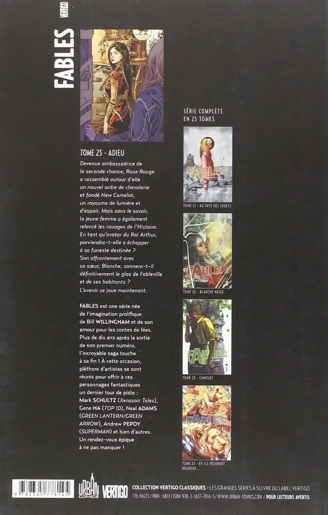 Verso de l'album Fables Tome 25 Adieu