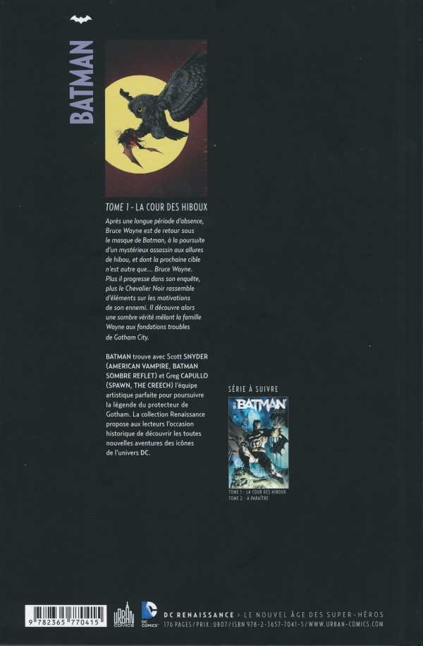 Verso de l'album Batman Tome 1 La Cour des Hiboux